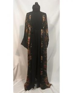 Luxurious Black & Brown Satin Kimono