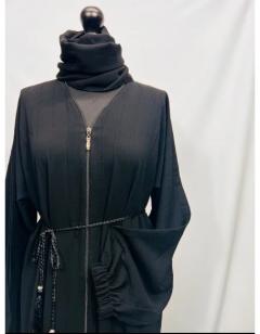 Elegant Open Plain Black Zoom Abaya  Versatile M