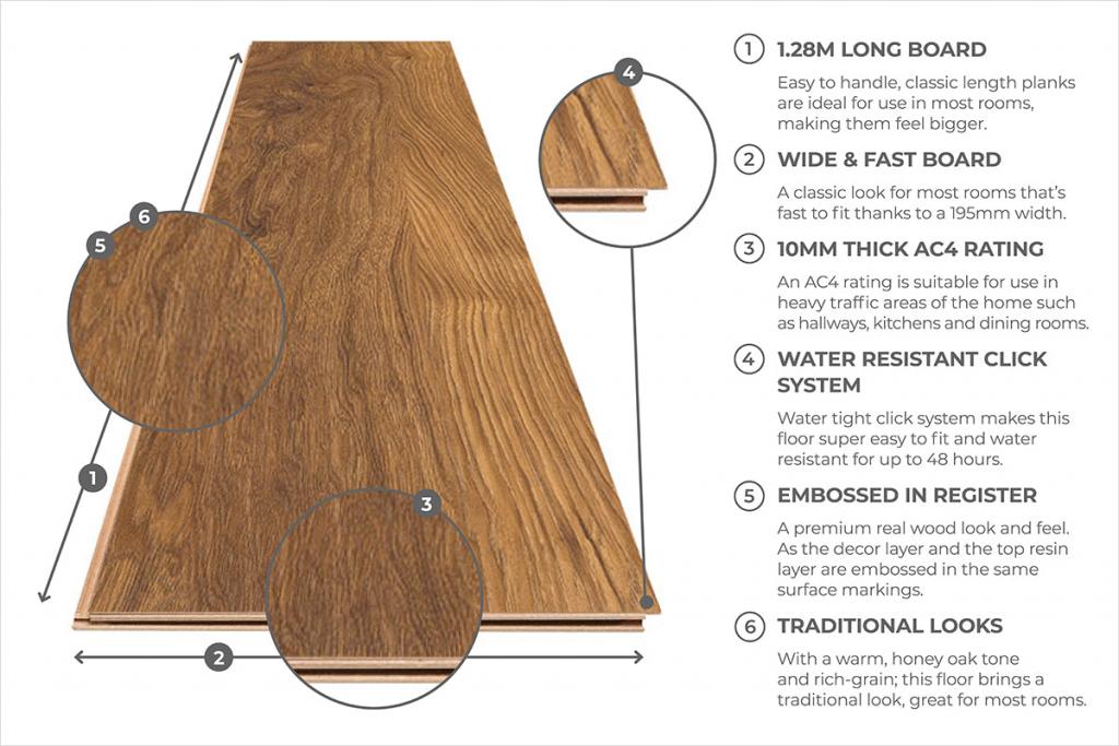 Aqualock 10mm Laminate Flooring Tawny Oak 5 Image