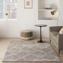 Grey Ivory Geometric Rug For Living Room