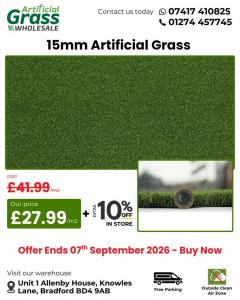15Mm Artificial Grass Available In Bradford  Tra