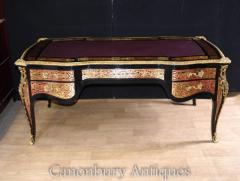 Boulle Bureau Plat French Writing Table Marquetr