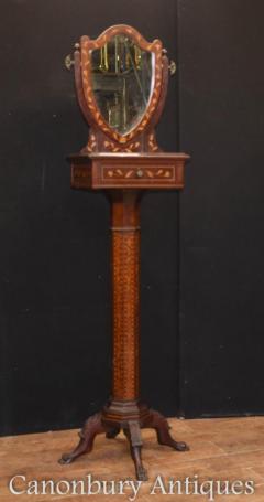 Antique Dutch Marquetry Vanity Hat Stand - Mirror