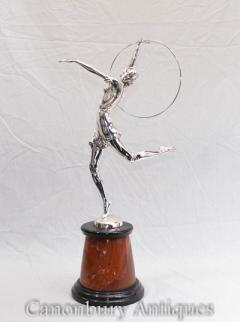 Art Deco Bronze Hoop Dancer By B Zach Signed Silver