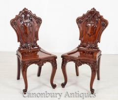 Buy Pair Victorian Hall Chairs - Antique Mahogan