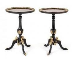 Buy Pair French Lacquer Wine Tables Ebony Gilt O