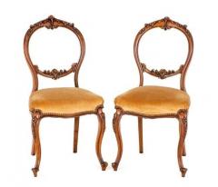 Pair Of Victorian Walnut Balloon Back Chairs - 1