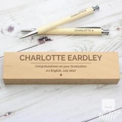 Personalised Classic Wooden Pen & Pencil Box Set