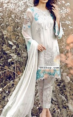 Ash White Chinese Chiffon Suit