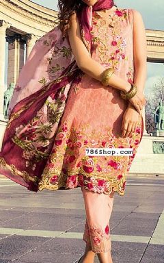 Peach Lawn Suit