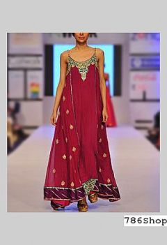 Magenta Crinkle Chiffon Suit