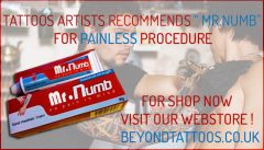 Tattoo artist recommends Mr Numb for painless procedure