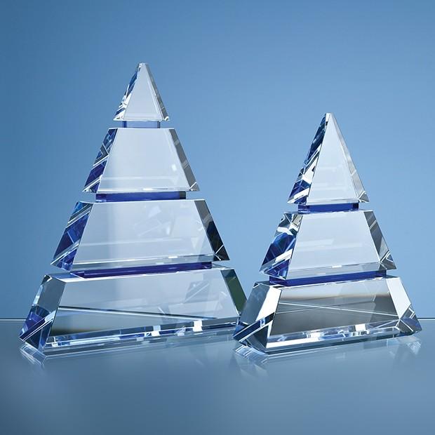 Clear Optical Crystal Cenotaph Award with a Single Cobalt Blue Line 2 Image